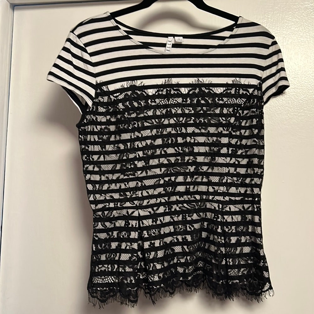 Black and white top with lace detail